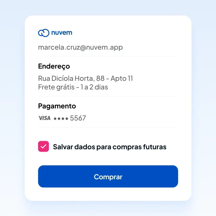 Imagem de salvar dados para compras futuras na Nuvemshop