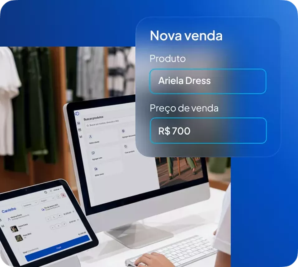 Tela de ponto de venda com cadastro de nova venda no sistema