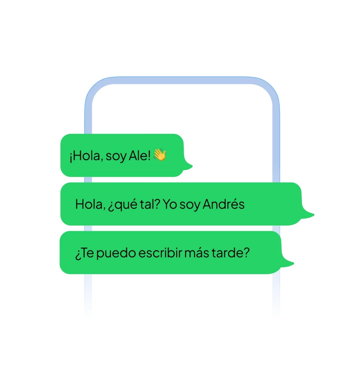 Simulación de conversación por chat entre Ale y Andrés