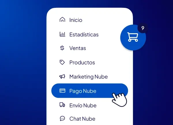 Menú lateral de la plataforma Nube con Pago Nube seleccionado