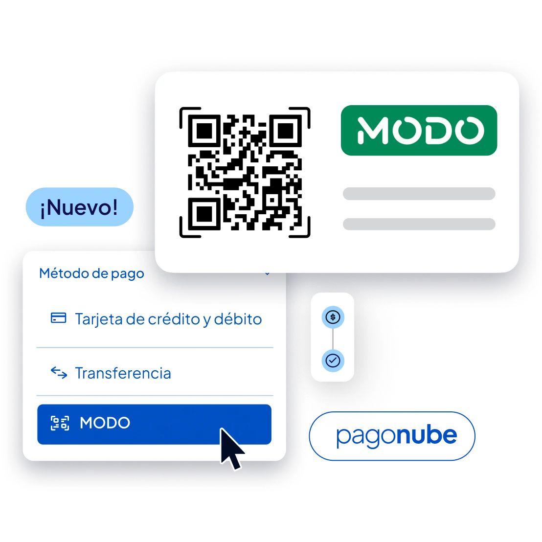 Pantalla de pago con opción MODO por transferencia o QR