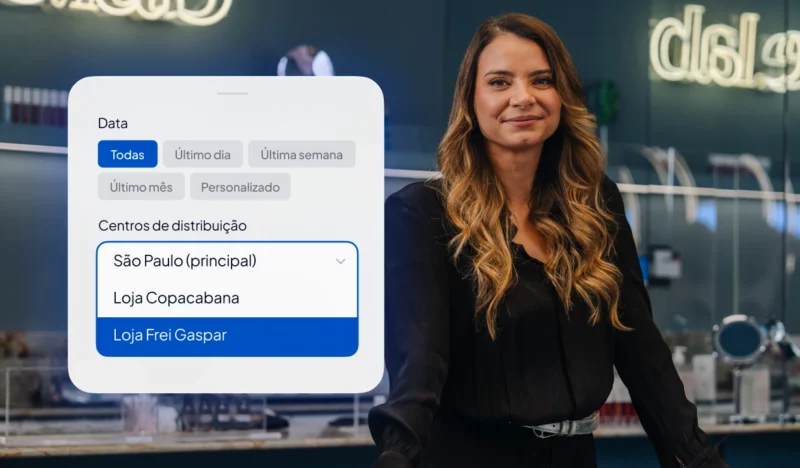 Tela de seleção de datas e centros de distribuição com três unidades disponíveis