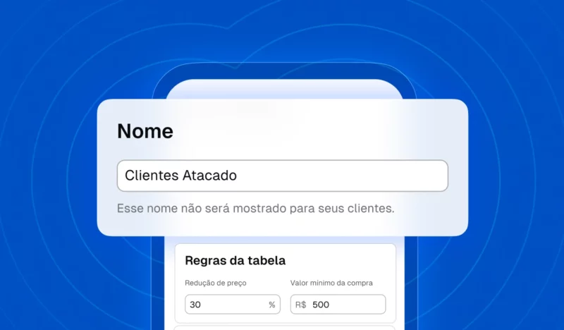 Tela de configuração de preços para clientes atacado com regras de desconto