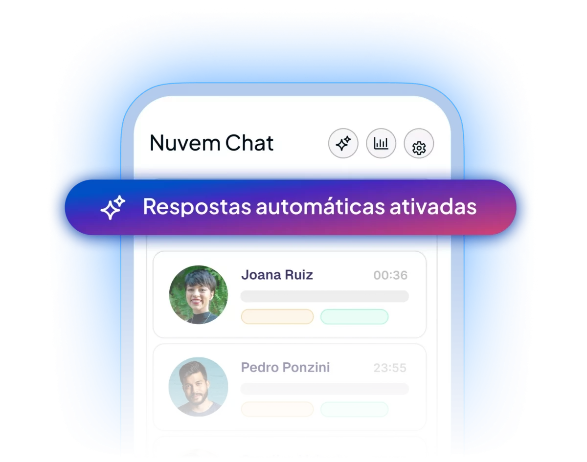 Tela do Nuvem Chat com respostas automáticas ativadasTela do Nuvem Chat com respostas automáticas ativadas