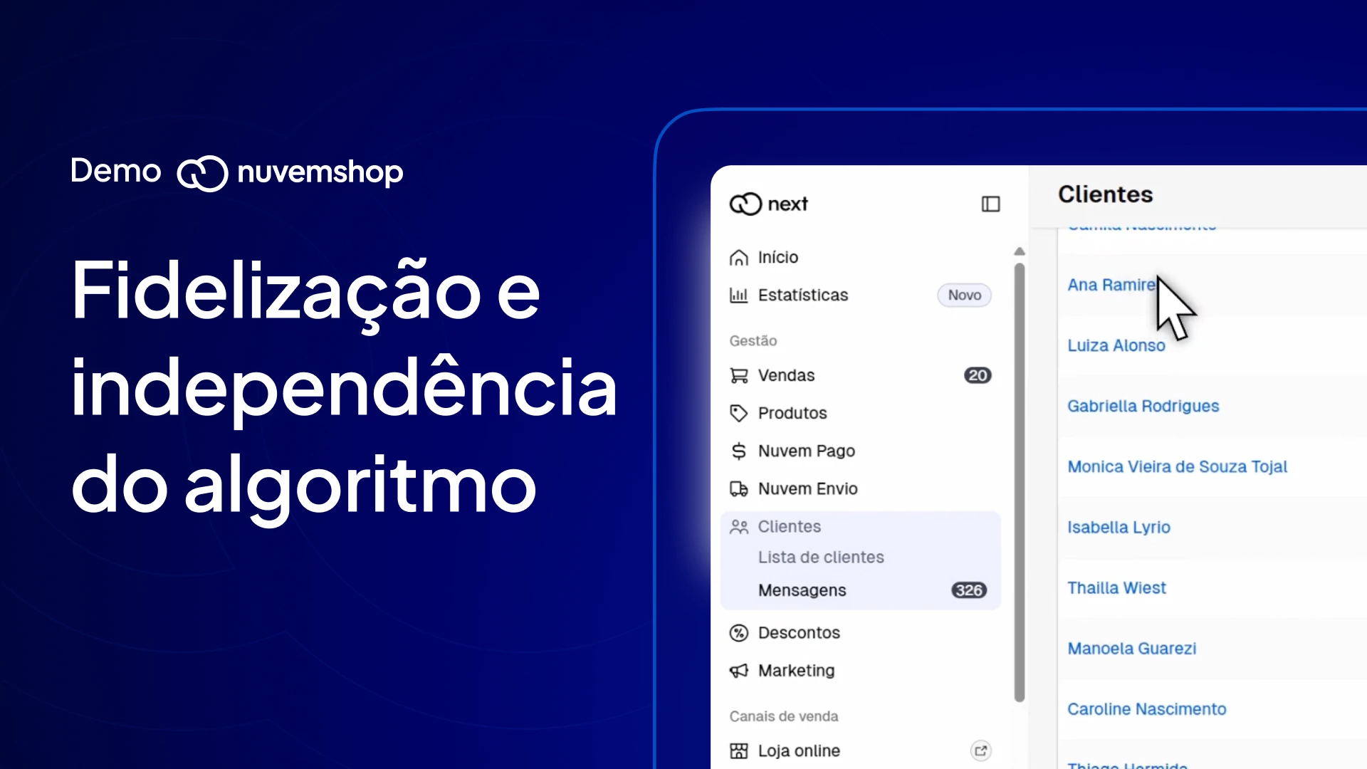 Capa do vídeo demo da Nuvemshop sobre como parar de depender do algoritmo do Instagram para vender.