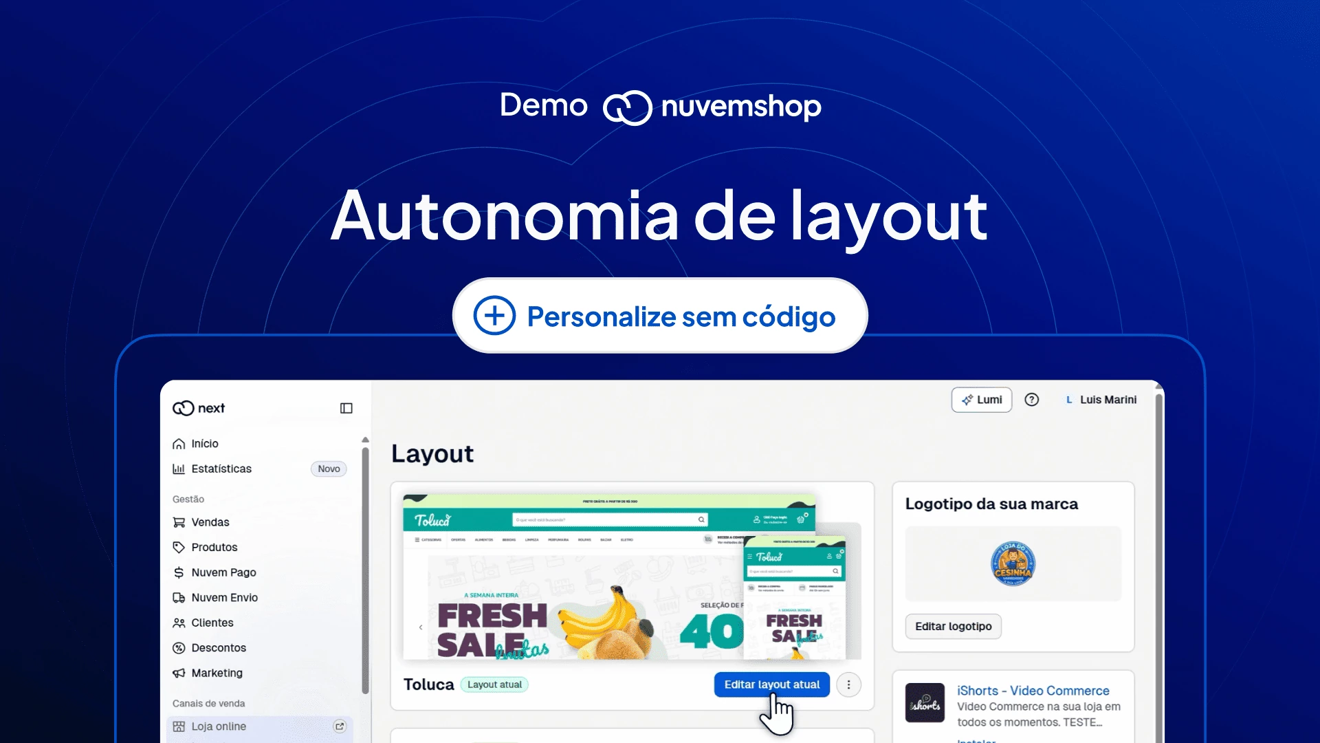 Imagem ilustrativa para explicar as funcionalidades de layout da Nuvemshop.