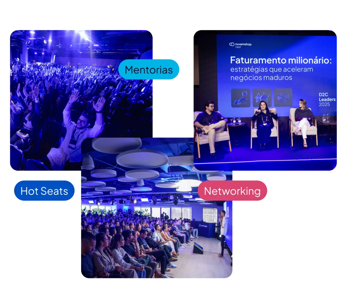 Eventos de mentoria, networking e palestras da Nuvemshop.