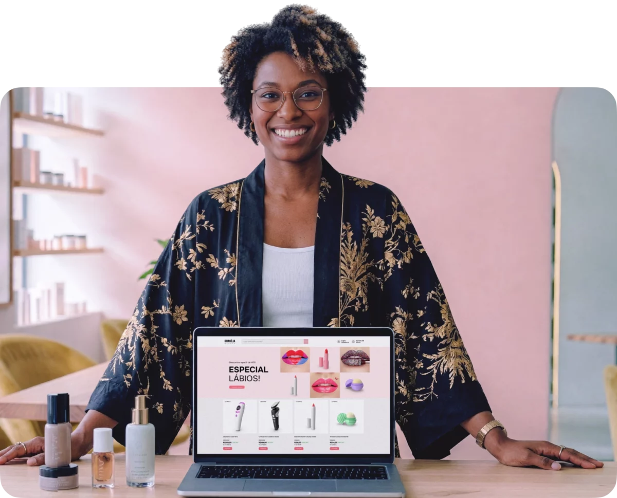 Lojista exibe loja virtual Nuvemshop
