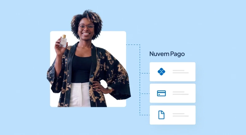 Nuvem Pago com ícones de funcionalidades conectadas.