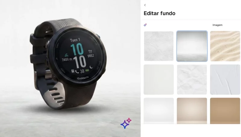 Relógio Garmin com tela de escolha de fundo.