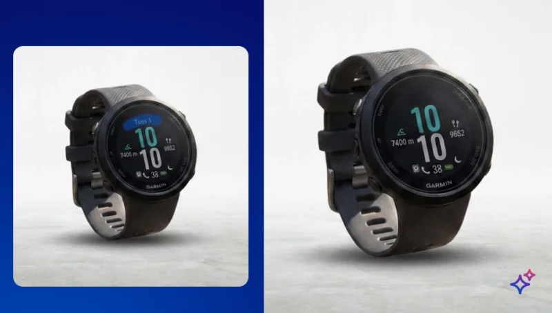 Relógio Garmin mostrando dados de atividade física.